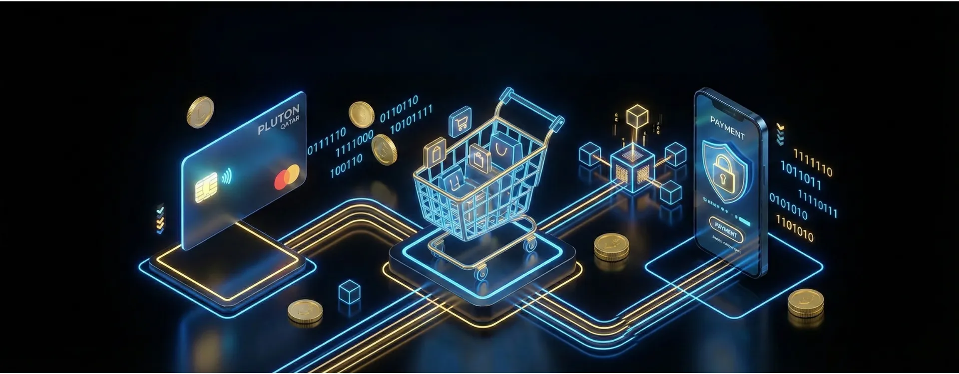 E-commerce & Fintech — a secure online payment being completed on a mobile device
