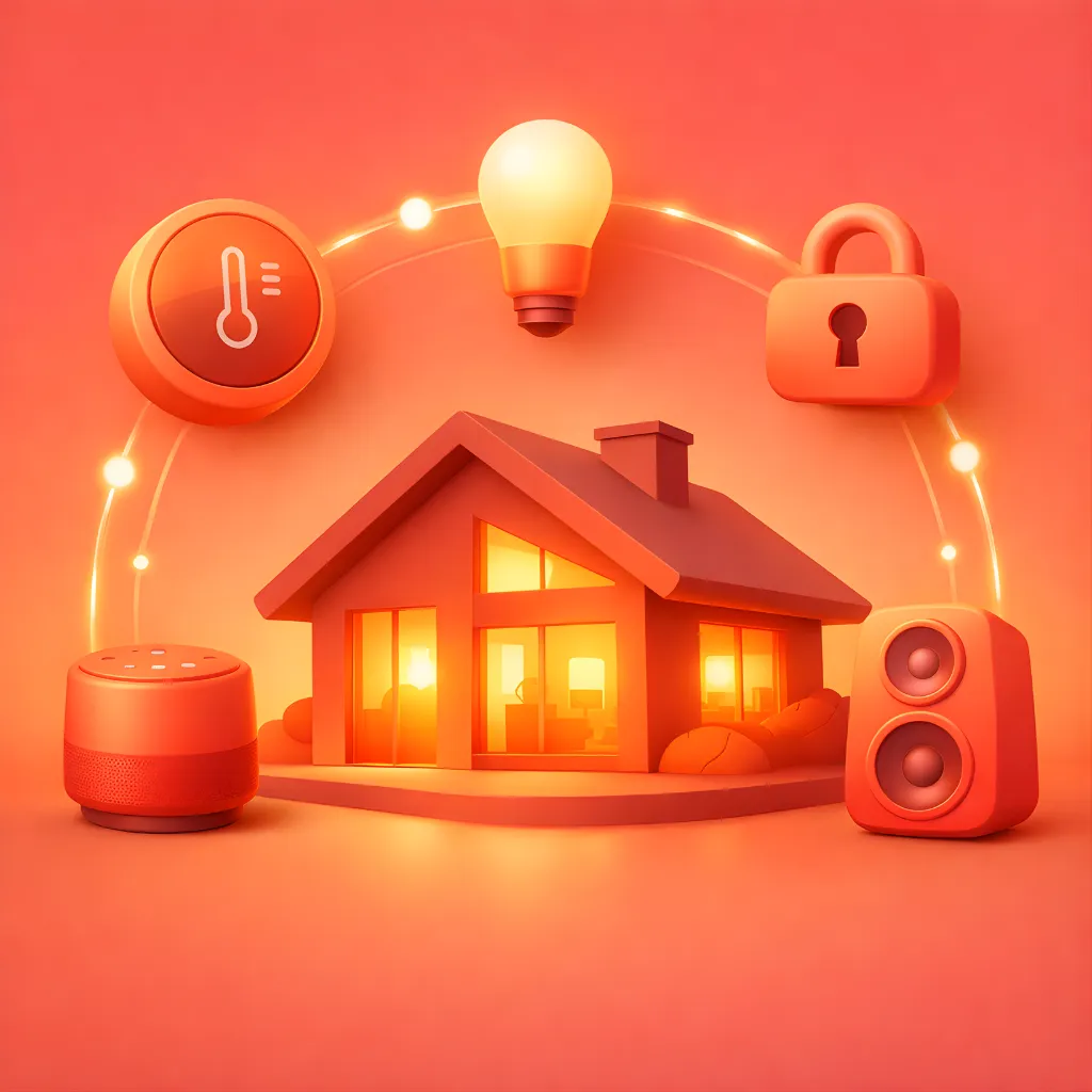 A hand holding a smartphone controlling smart home features